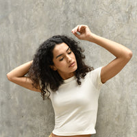 Hit reset - Women’s Cropped Supima Tee - Coconut Milk