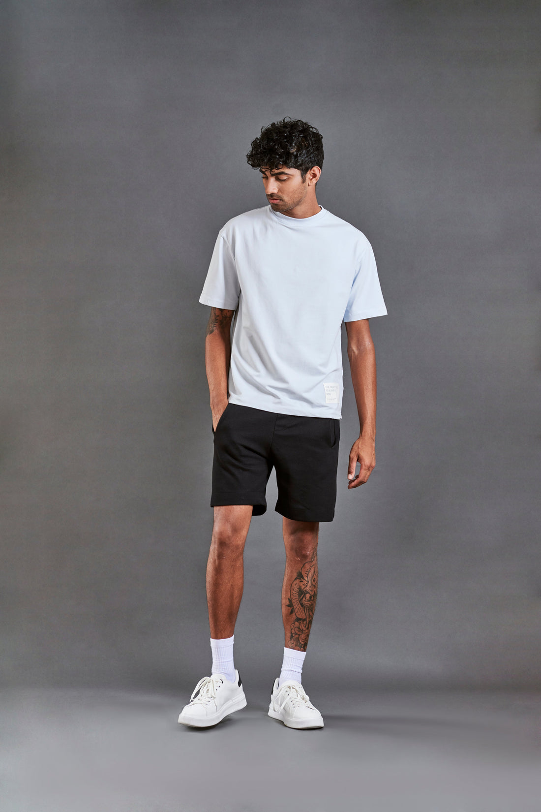 Here and now - Men’s Oversized Terry Tee - Illusion Blue
