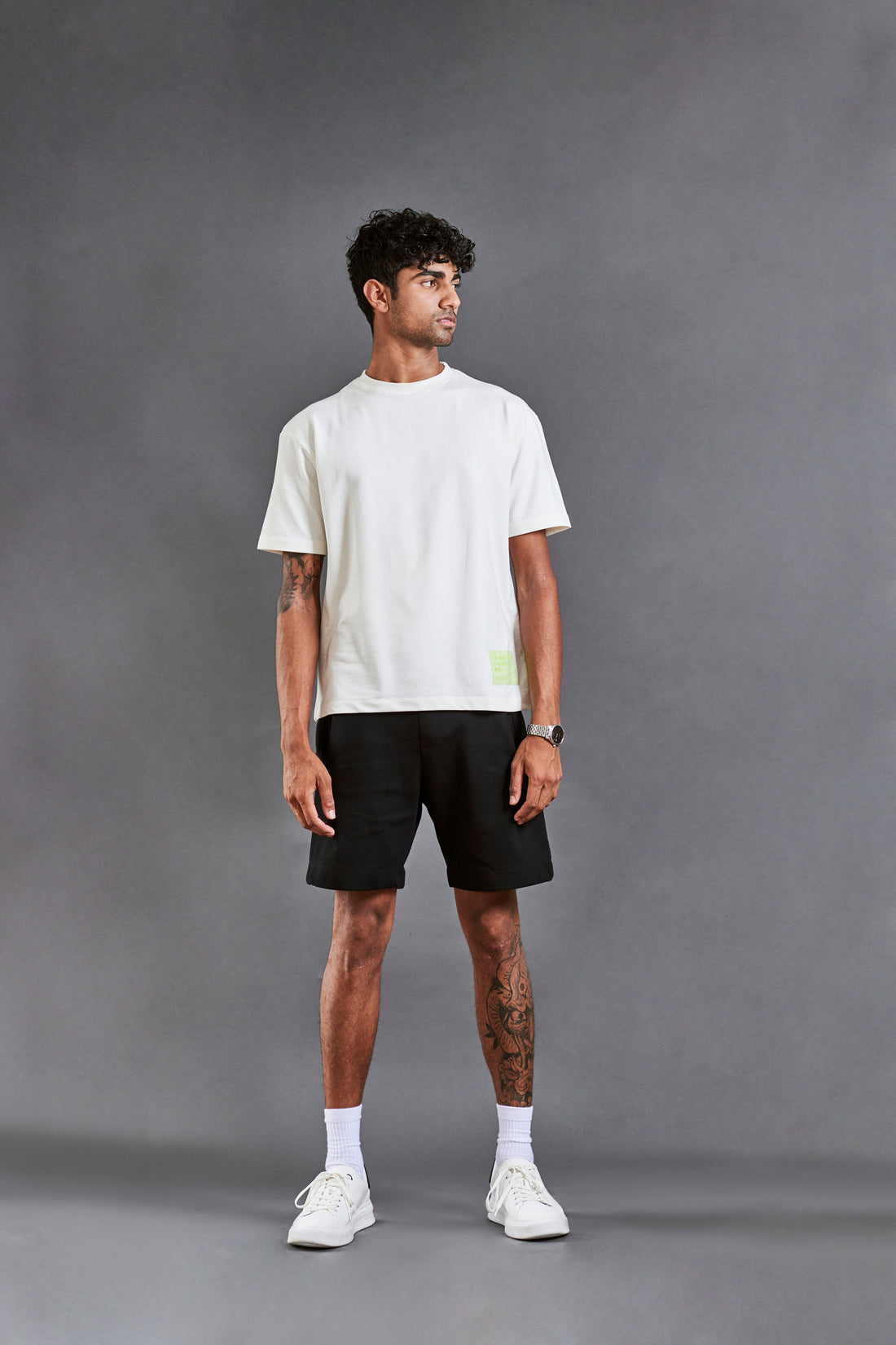 Here and now - Men’s Oversized French Terry Tee -  Coconut Milk
