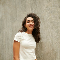 Hit reset - Women’s Cropped Supima Tee - Coconut Milk