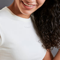 Hit reset - Women’s Cropped Supima Tee - Coconut Milk