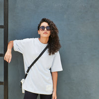 Here and now - Men’s Oversized Terry Tee - Illusion Blue