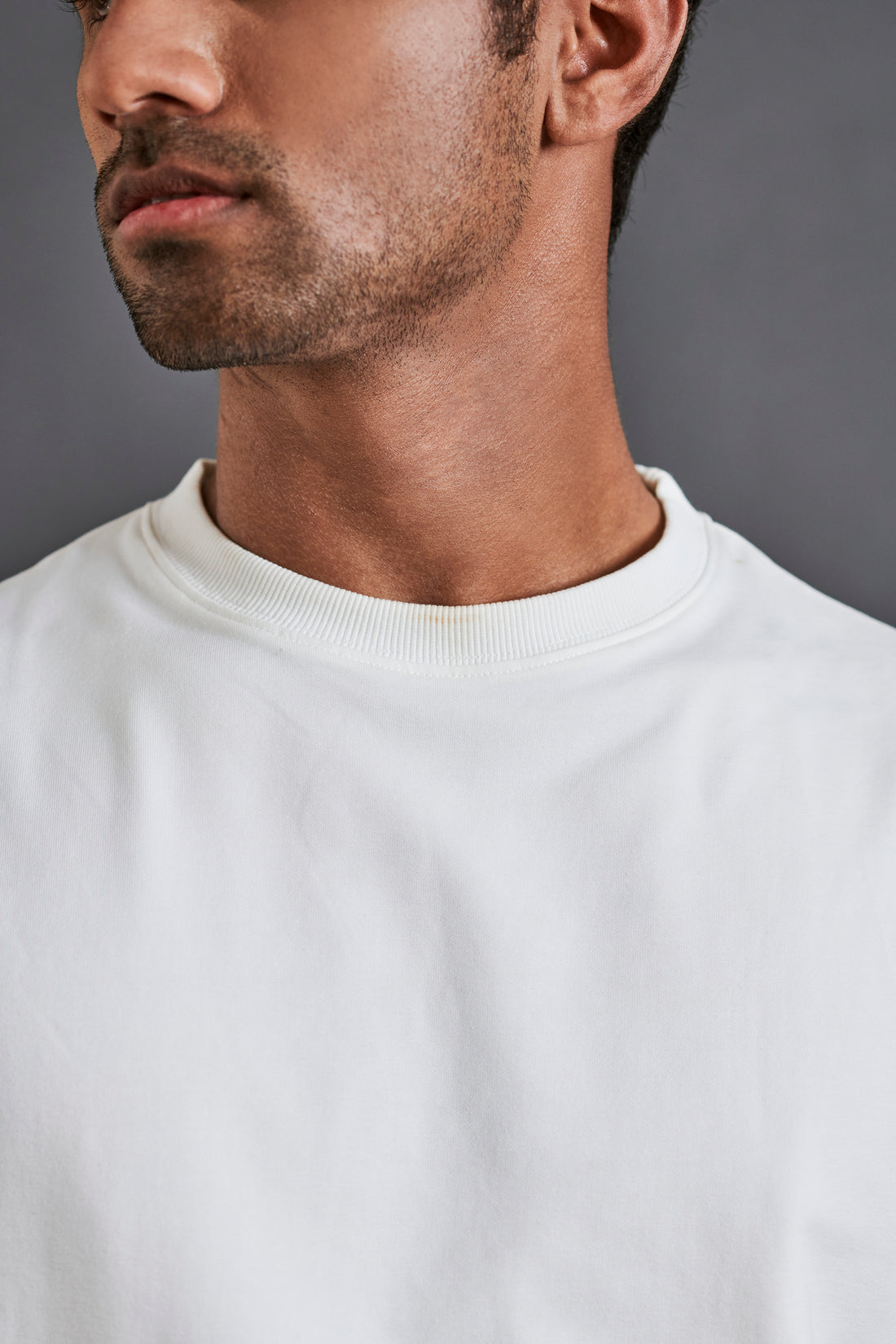 Here and now - Men’s Oversized French Terry Tee -  Coconut Milk