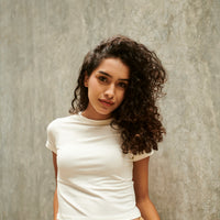 Hit reset - Women’s Cropped Supima Tee - Coconut Milk