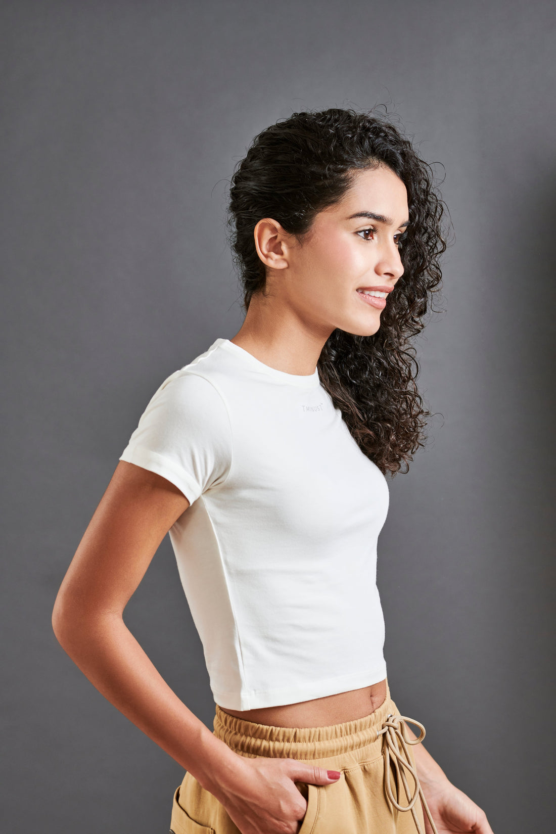 Hit reset - Women’s Cropped Supima Tee - Coconut Milk